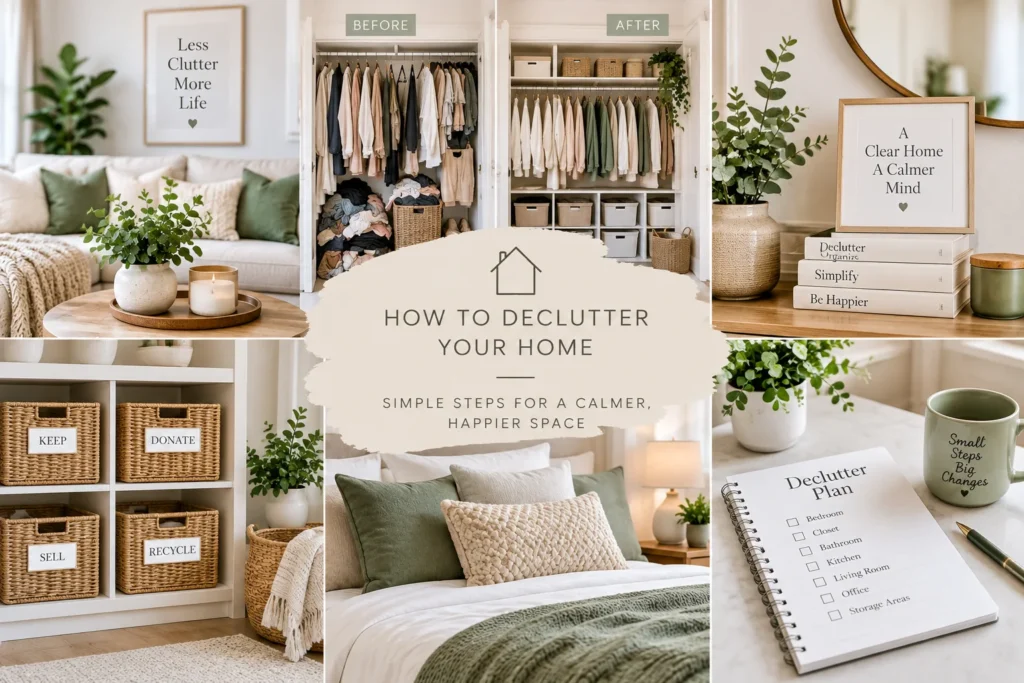 Calm organized home with practical decluttering ideas and storage solutions