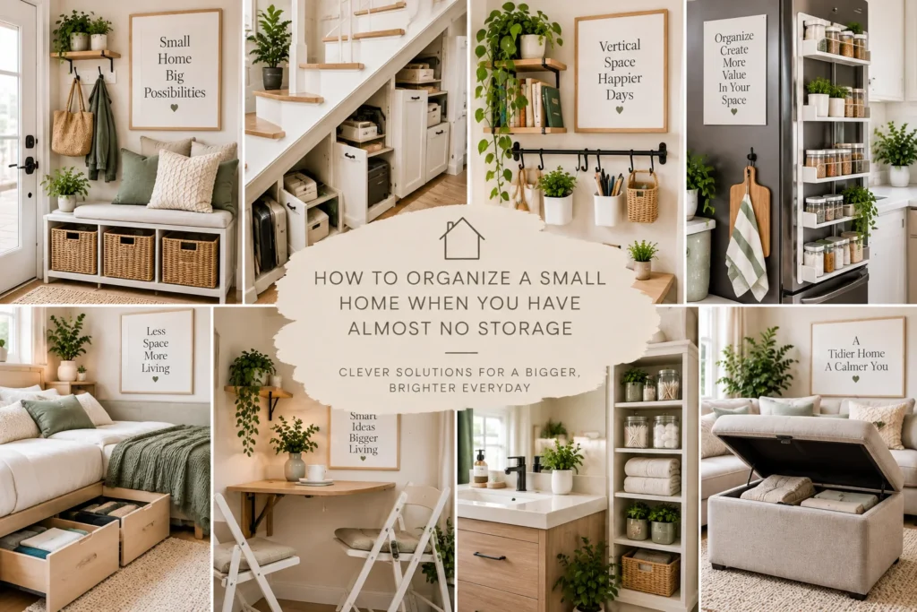 Small home organization with hidden storage and space-saving solutions