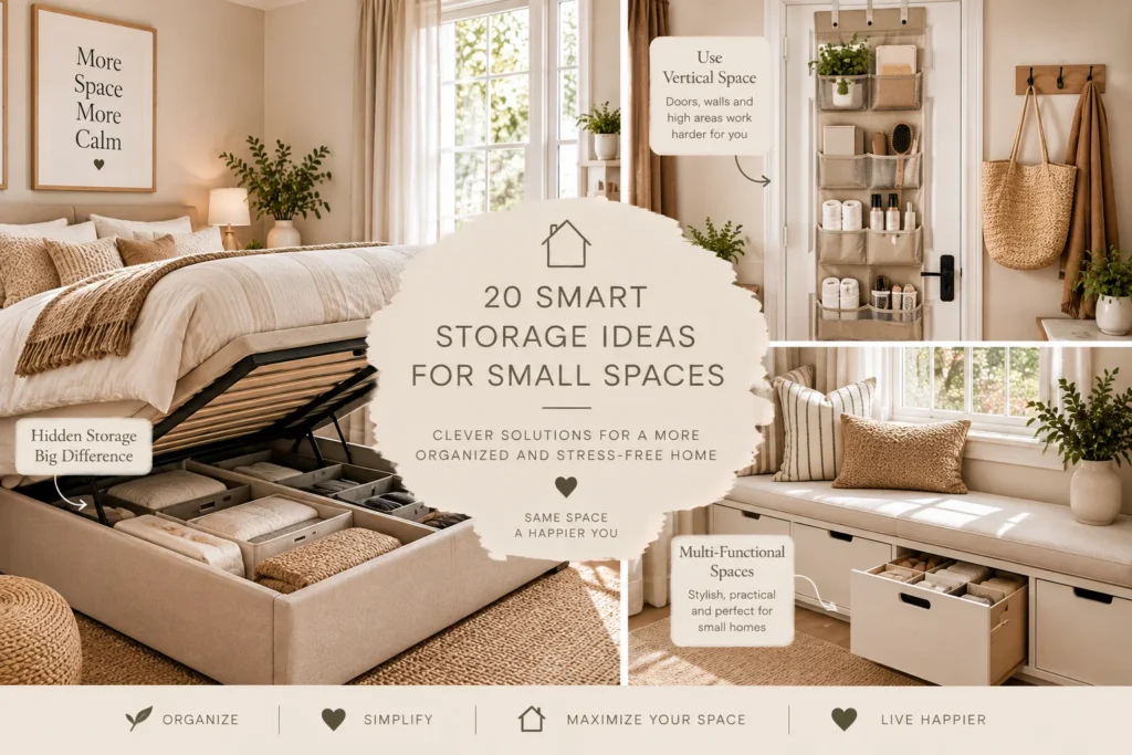 Small space storage ideas with hidden bed storage vertical storage and built-in drawers