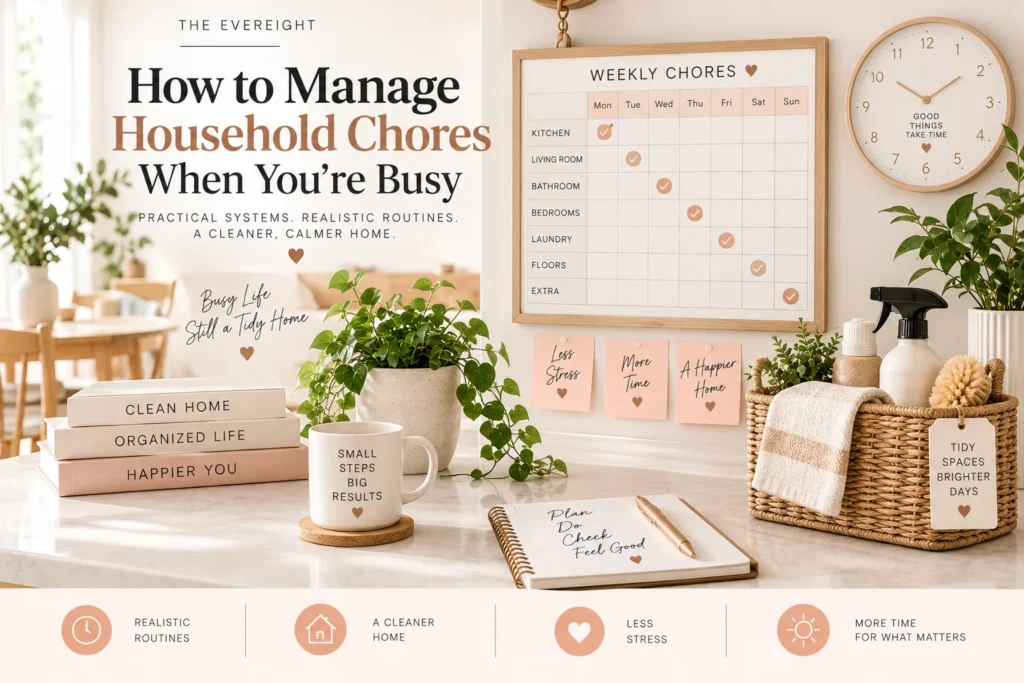 Weekly household chore system with a simple schedule for busy routines