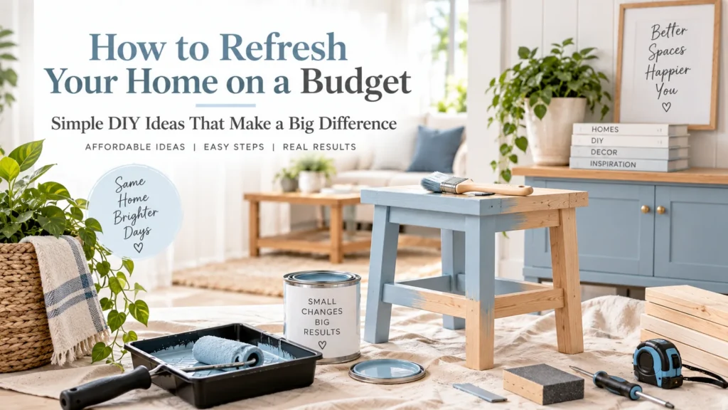 Budget DIY home refresh with a simple painted furniture project and affordable decor ideas